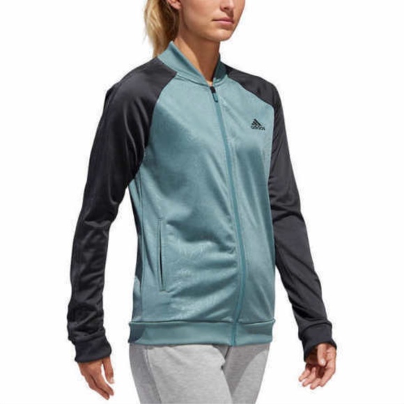 ADIDAS WOMEN'S FLORAL EMBOSSED TRACK JACKET - Picture 3 of 7